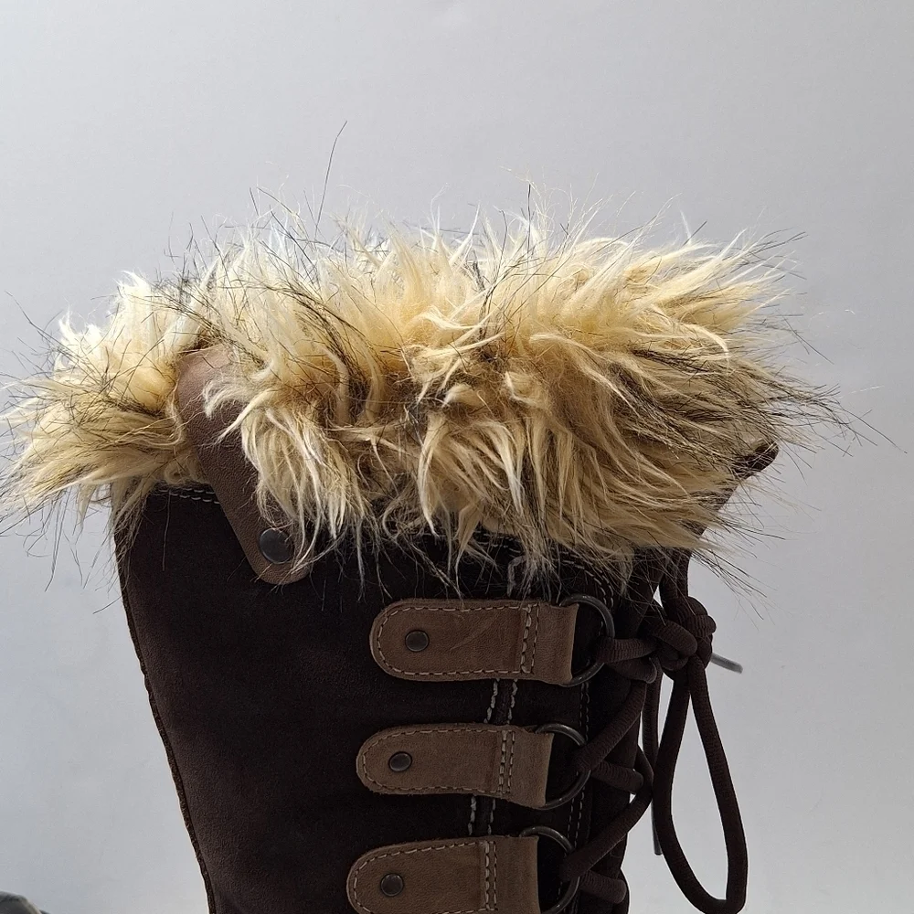 SOREL Women’s Joan of Arctic Suede Gorpcore Hawk Brown Dark Stone Boots Size 6